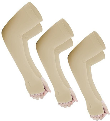 LOOM LEGACY Nylon Arm Sleeve For Men & Women(Free, Beige)