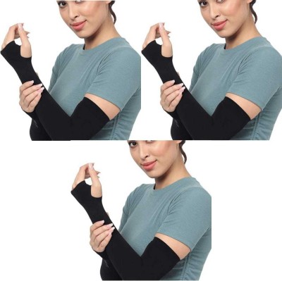 v n traders Nylon Arm Sleeve For Men & Women(Free, Black)