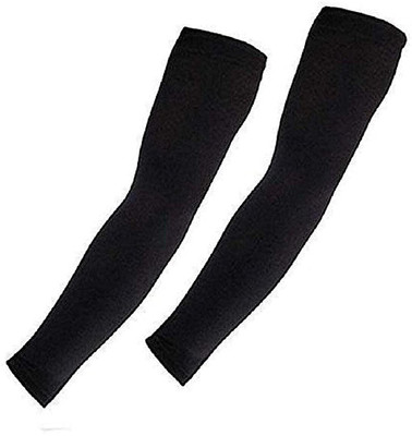 JusAwesm Polyester Arm Sleeve For Boys & Girls(Free, Black)