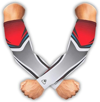 SUBHUSHA Polyester, Nylon Arm Sleeve For Men & Women(Free, Red)