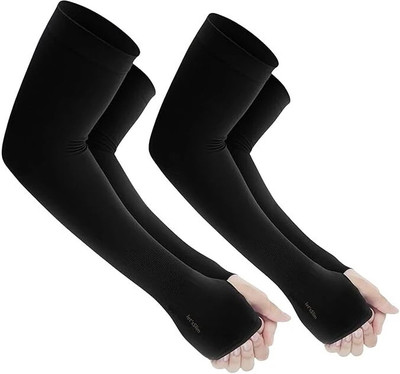 ARMegastore Cotton Arm Sleeve For Men & Women(Free, Black)