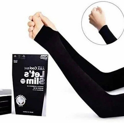 JusAwesm Nylon, Cotton Arm Sleeve For Men & Women(Free, Black)