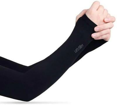 karan enterprises Polyester, Nylon Arm Sleeve For Men & Women(Free, Black)