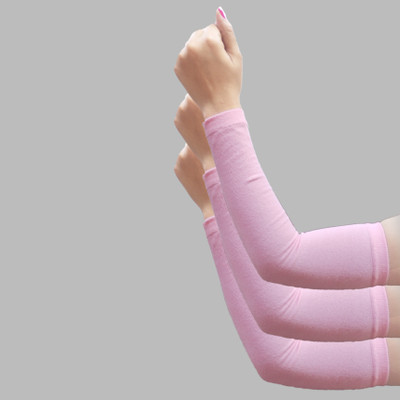 TRAZO Cotton Arm Sleeve For Women(Free, Pink)