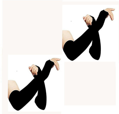 JusAwesm Nylon Arm Sleeve For Boys & Girls(Free, Black)
