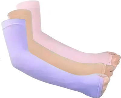 PEENAKIN Nylon Arm Sleeve For Women(Free, Pink, Purple, Beige)