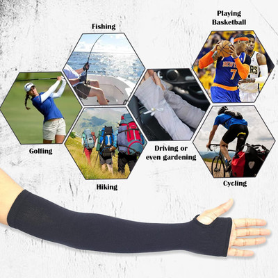 Lumicub Nylon, Cotton Arm Sleeve For Men & Women(Free, Black)