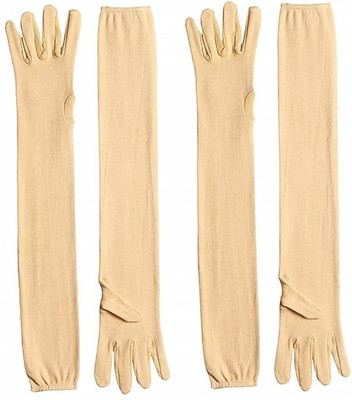 JusAwesm Cotton Arm Sleeve For Men & Women(Free, Beige)