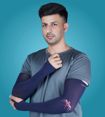 Daily Needs Shop Nylon Arm Sleeve For Men & Women With Tattoo(Free, Navy Blue)