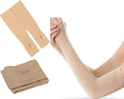 JusAwesm Nylon Arm Sleeve For Boys(M, Beige)