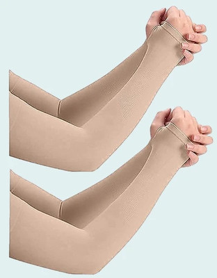 Adnate Cotton Arm Sleeve For Men & Women(Free, Beige, Black)