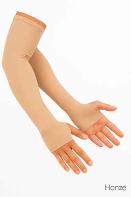 Honze Nylon Arm Sleeve For Men & Women(Free, Beige)