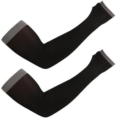 Self Style Shine Cotton Arm Sleeve For Men & Women(Free, Black)
