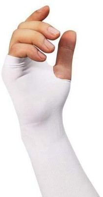 Crystal zone Cotton Arm Sleeve For Men & Women(Free, White)