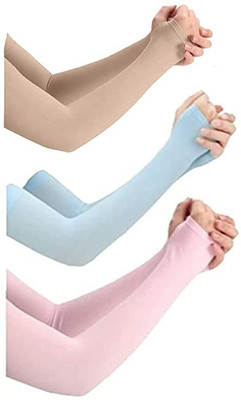 Fashionon Cotton Arm Sleeve For Men & Women(Free, Beige, Pink, Blue)