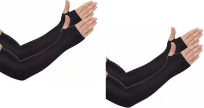 JusAwesm Nylon, Polyester Arm Sleeve For Men & Women(Free, Black)