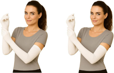 Gardengift Cotton Arm Sleeve For Men & Women(Free, White)