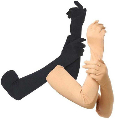 BBG Cotton Arm Sleeve For Women(Free, Beige, Black)