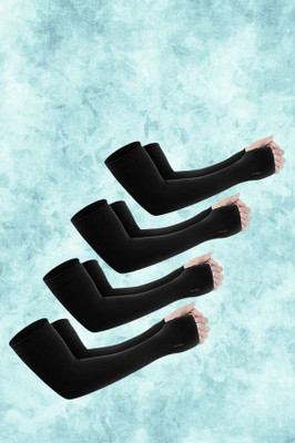 TrueArch Cotton Arm Sleeve For Men & Women(Free, Black)