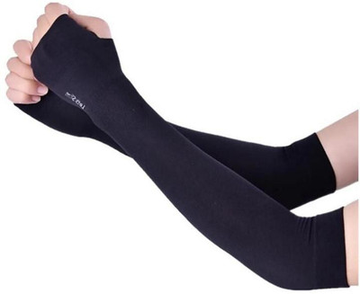 Adnate Cotton Arm Sleeve For Men & Women(Free, Black)