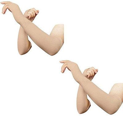 Tixy Polyester Arm Sleeve For Men & Women(Free, Beige)