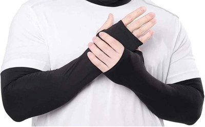 let's silim Nylon Arm Sleeve For Men & Women(Free, Black)