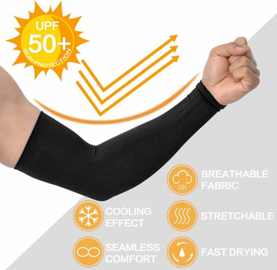 Roves Fashion Polyester Arm Sleeve For Men & Women(Free, Black)