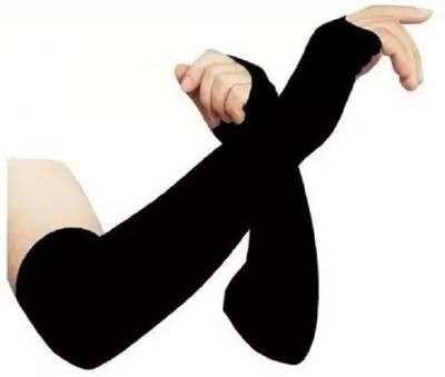 JusAwesm Nylon Arm Sleeve For Boys & Girls(Free, Black)