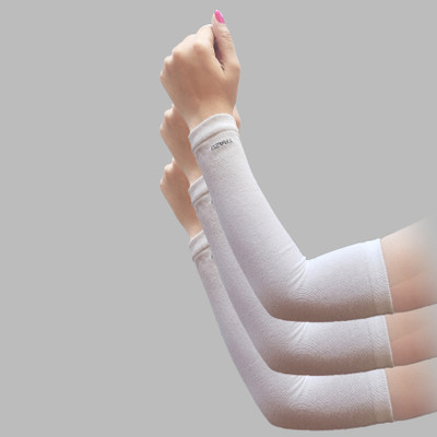 TRAZO Cotton Arm Sleeve For Women(Free, White)