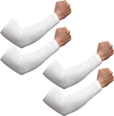 KUBER INDUSTRIES Cotton Arm Sleeve For Boys & Girls(Free, White)