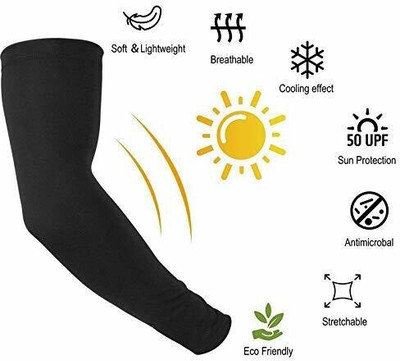 JusAwesm Polyester Arm Sleeve For Girls(Free, Black)