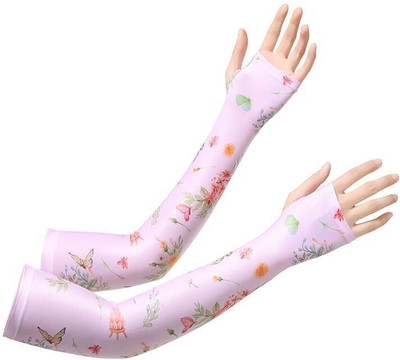 MOMISY Polyester Arm Sleeve For Women(Free, Pink)