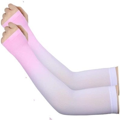 Okara Nylon Arm Sleeve For Men & Women(Free, White)