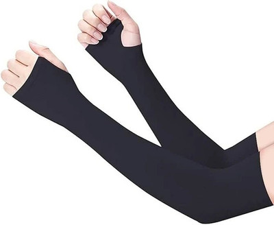 JusAwesm Cotton Arm Sleeve For Boys & Girls With Tattoo(Free, Black)
