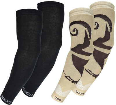 Cozyway Cotton Arm Sleeve For Men With Tattoo(Free, Black, Beige)