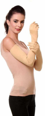 araanshi Cotton Arm Sleeve For Women(Free, Beige)