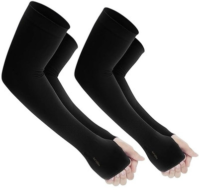 NKPR Polyester Arm Sleeve For Men & Women(Free, Black)