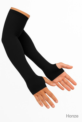Honze Nylon Arm Sleeve For Men & Women(Free, Black)