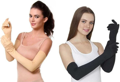 Adnate Cotton Arm Sleeve For Men & Women(Free, Beige, Black)