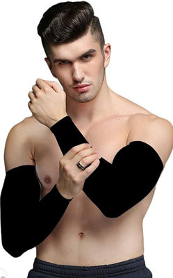Jully Nylon Arm Sleeve For Men & Women(Free, Black)