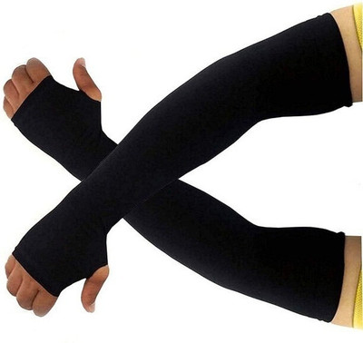 JusAwesm Nylon Arm Sleeve For Boys & Girls(M, Black)