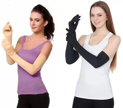 JusAwesm Cotton Arm Sleeve For Men & Women(Free, Black, Beige)