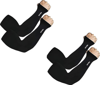 JusAwesm Nylon Arm Sleeve For Men & Women(Free, Black)