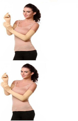 araanshi Cotton Arm Sleeve For Women(Free, Beige)