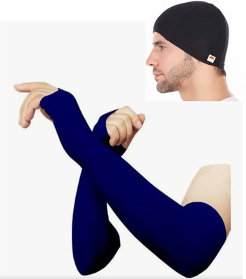 PEENAKIN Polyester Arm Sleeve For Men & Women(Free, Navy Blue)
