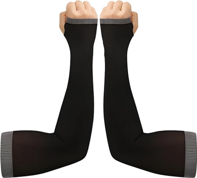 EXCELLION Nylon Arm Sleeve For Men & Women(Free, Black)