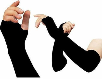 araanshi Cotton, Nylon Arm Sleeve For Men & Women(Free, Black)