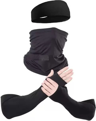 Aryan Hosiery Polyester Arm Sleeve For Men & Women(Free, Black)