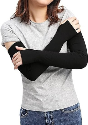 NKPR Polyester Arm Sleeve For Men & Women(Free, Black)