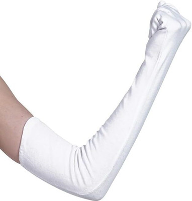 AMBIKASTORES Cotton Arm Sleeve For Women(Free, White)